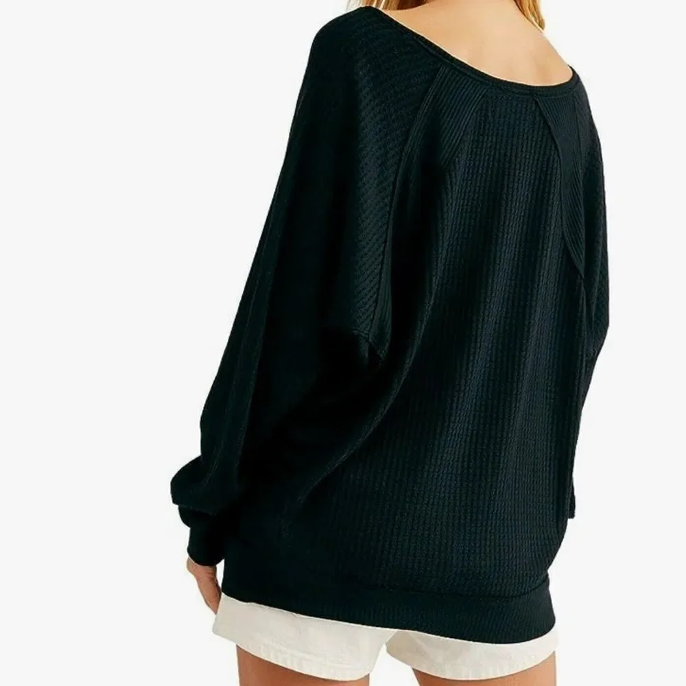 Free People Santa Clara Thermal in black BNWT - Picture 4 of 6